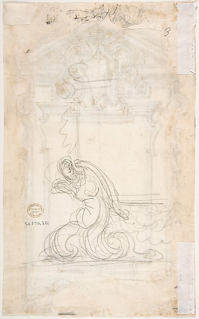 Design for a Sculptural Frame with a Coat of Arms in a Pediment (Recto). Caryatid Supporting a Frame (Verso).