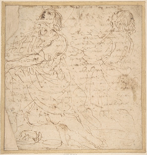 Two Studies of a Kneeling Male Figure.