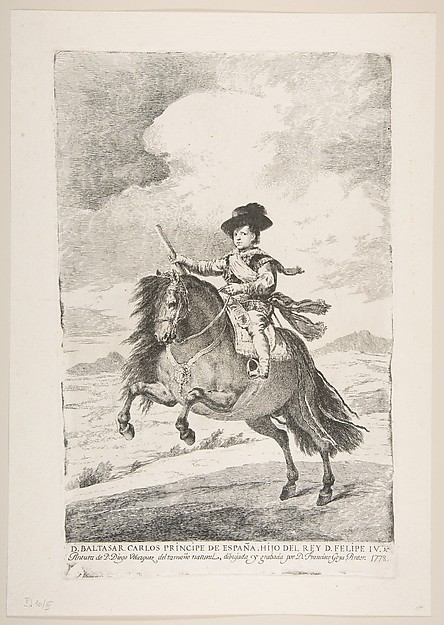 Balthasar Carlos, Prince of Spain and Son of Philip IV (D. Baltasar Carlos Principe de España. Hijo del Rey D. Felipe IV), from Etchings after Velazquez