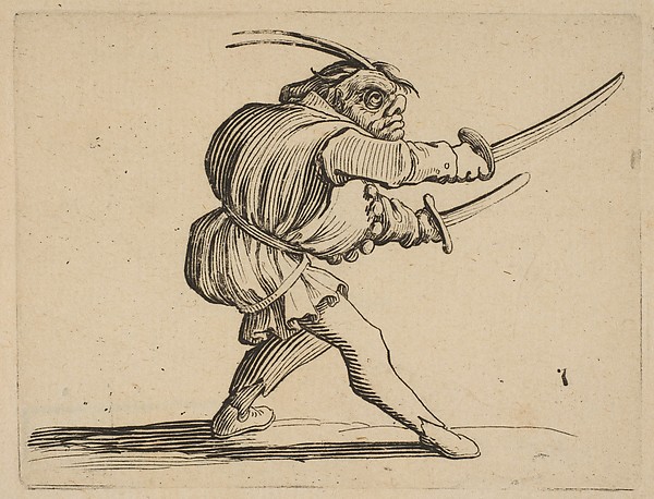 The Duelliste aux Deux Sabres (The Duelist with Two Sabres), from Varie Figure Gobbi, suite appelée aussi Les Bossus, Les Pygmées, Les Nains Grotesques (Various Hunchbacked Figures, The Hunchbacks, The Pygmes, The Grotesque Dwarfs)