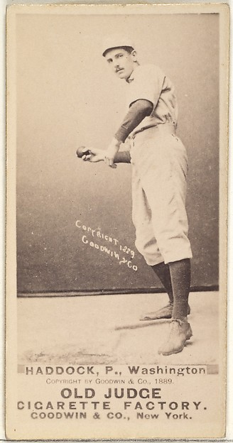 George Silas Haddock, Pitcher, Washington Nationals, from the Old Judge series (N172) for Old Judge Cigarettes