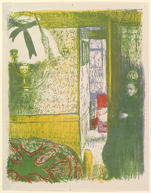 This is What Edouard Vuillard and Interior with a Hanging Lamp, from the series Landscapes and Interiors Looked Like  in 1899 