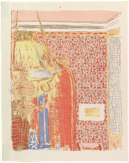 Stunning Image of Edouard Vuillard and Interior with Pink Wallpaper II, from the series Landscapes and Interiors in 1899 