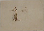 A woman with hand outstretched