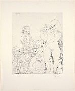 Self Portrait with a Cane with a Comedian in Costume, Cupid, and Women, from 347 Suite