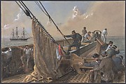 Forward deck of the Great Eastern cleared for the first attempt to grapple for the lost cable, August 11th, 1865
