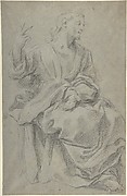 Seated Draped Male Figure (recto); Rough Studies of Putti (verso)