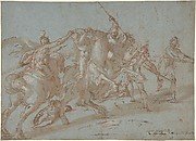 Classical Battle Scene; Verso: Peter and John Heal a Cripple at the Gate of the Temple