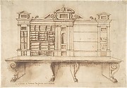 Design for a Bookcase with Writing Desk