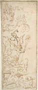 Antique-Style Ornamental Oblong Design: Grotesque Figures, Masks, and Amphorae