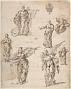 Sheet of Studies with Angels and Religious Figures