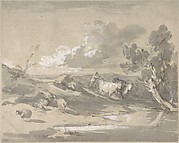Open Landscape with Herdsman, Cows, and Sheep