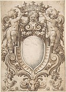 Coat of Arms (blank) with Two Putti Holding a Crown