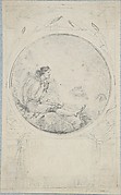 Seated man in circular medallion