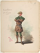 Costume Design for "Touchstone" [a]; Descriptive Sheet of Costume and Accessories [b]