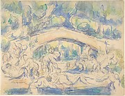 Bathers by a Bridge (recto);  Study after Houdon's Ecorché (verso)