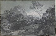 Mountain Landscape with Figures and Buildings