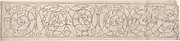 Panel of Curvilinear Metal Ornament Adorned with Masks and Winged Figures