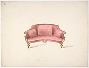 Design for a Curved-back Sofa Upholstered in Red