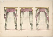Design for Gray Curtains with Pink Fringes, and White and Gold Pediments
