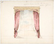 Design for Red Curtains with a Gothic Style Gold Pediment