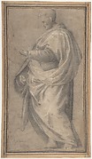 Drapery Study for a Standing Male Figure in Profile Facing Left.