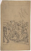 Figures Unloading Cargo from Sailing Vessels