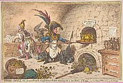 Tiddy-Doll, the Great French-Gingerbread-Baker; Drawing Out a New Batch of Kings, His Man Hopping Talley, Mixing Up the Dough