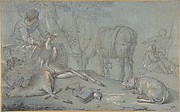 Hunters with Dead Game in a Landscape