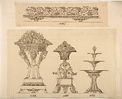 Designs for a Decorative Frieze, Two Planters and a Server