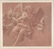 Putto and Angel Holding a Banderole.