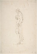 Sketched Caricature of a Standing Man Facing Left