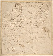 Two Studies of a Kneeling Male Figure.