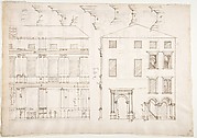 Villa Farnesina, Stables, half front elevation and end elevation (recto) Palazzo Salviati-Adimari, plan (verso)