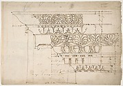 Domus Augustiana, cornice, elevation in profile, ornamental detailing (recto) Unidentified, cornice, elevation in profile, ornamental detailing (verso)
