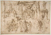 Studies for an Altarpiece with the Virgin Enthroned, Attended by Four Saints (recto); Various Figure Studies, Some Possibly for a Deposition of Christ (verso)