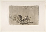 The very skillful student of Falces, wrapped in his cape, tricks the bull with the play of his body, plate 14 of La Tauromaquia