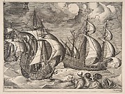Three Caravels in a Rising Squall with Arion on a Dolphin from The Sailing Vessels