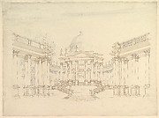 Design for Stage Set: Centralized Villa with Cupola ("Villa rotunda" Style) and Colonnaded Wings.