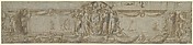 Design for a Frieze with Central Cartouche Containing Medici Arms with Papal Tiara