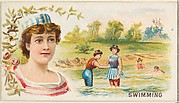 Swimming, from the Games and Sports series (N165) for Old Judge Cigarettes