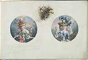 Two Costume Designs or Portrait Types of Two Women with Straw Hats