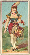 Drummer, from the Occupations of Women series (N502) for Frishmuth's Tobacco Company