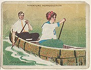 Card 309, Canoeing, from the series "Artistic Pictures" (T32), issued by Liggett &amp; Myers Tobacco Company to promote Richmond Straight Cut Cigarettes