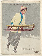 Card 317, Coasting Girl, from the series "Artistic Pictures" (T32), issued by Liggett &amp; Myers Tobacco Company to promote Richmond Straight Cut Cigarettes