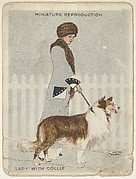Card 311, Lady with Collie, from the series "Artistic Pictures" (T32), issued by Liggett &amp; Myers Tobacco Company to promote Richmond Straight Cut Cigarettes