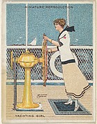 Card 312, Yachting Girl, from the series "Artistic Pictures" (T32), issued by Liggett &amp; Myers Tobacco Company to promote Richmond Straight Cut Cigarettes