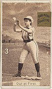 Card 3, Out at First, from the series "Women Baseball Players" (N508), issued by Pacholder Tobacco to promote Sub Rosa Cigarettes