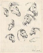 Nine Studies of Heads of Horses, from Various Heads and Figures (Diverses têtes et figures), plate 17
