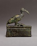 Ibis on a shrine shaped box, probably for an animal mummy